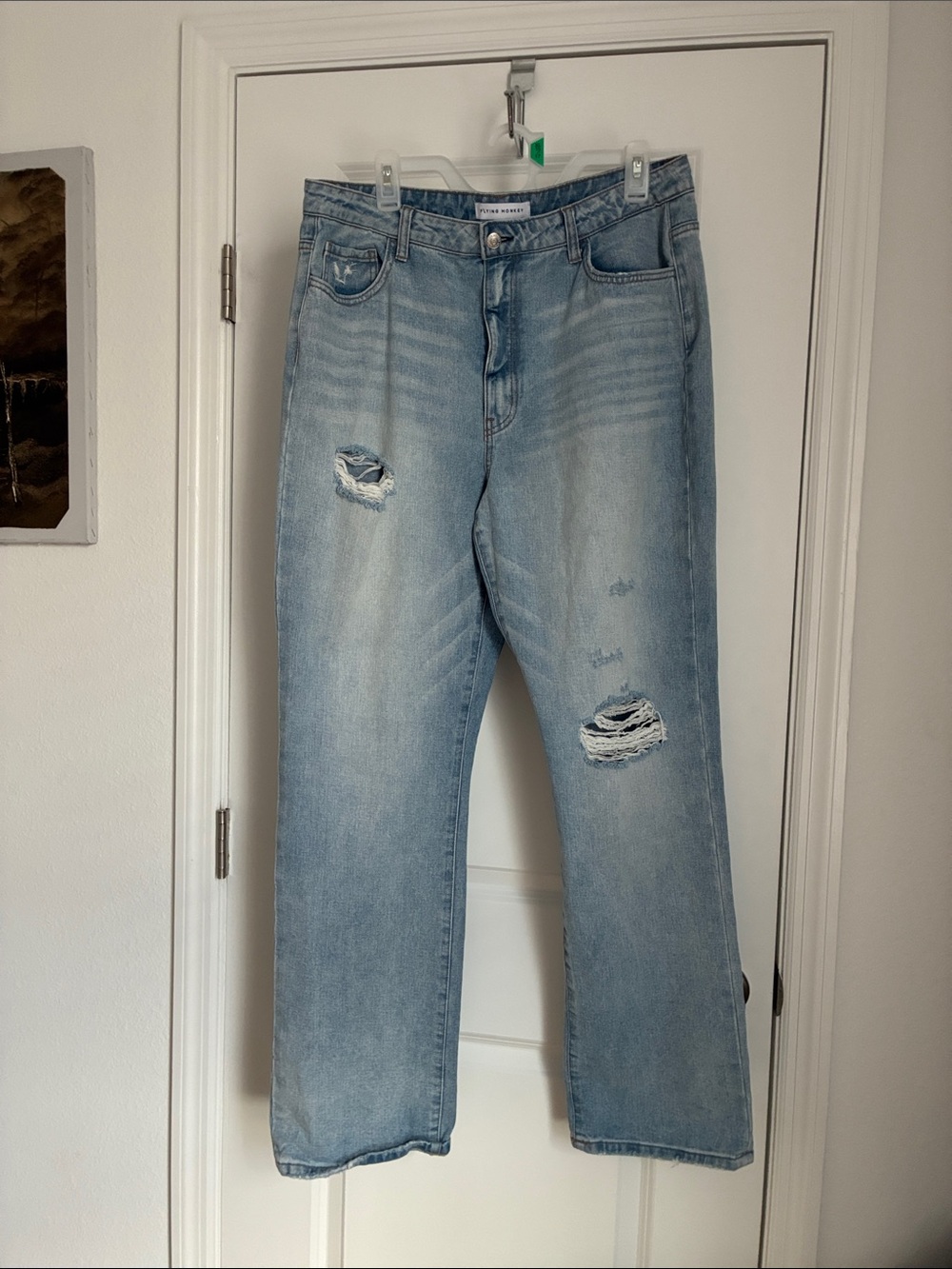 Flying Monkey Light Wash Distressed Relaxed Jeans